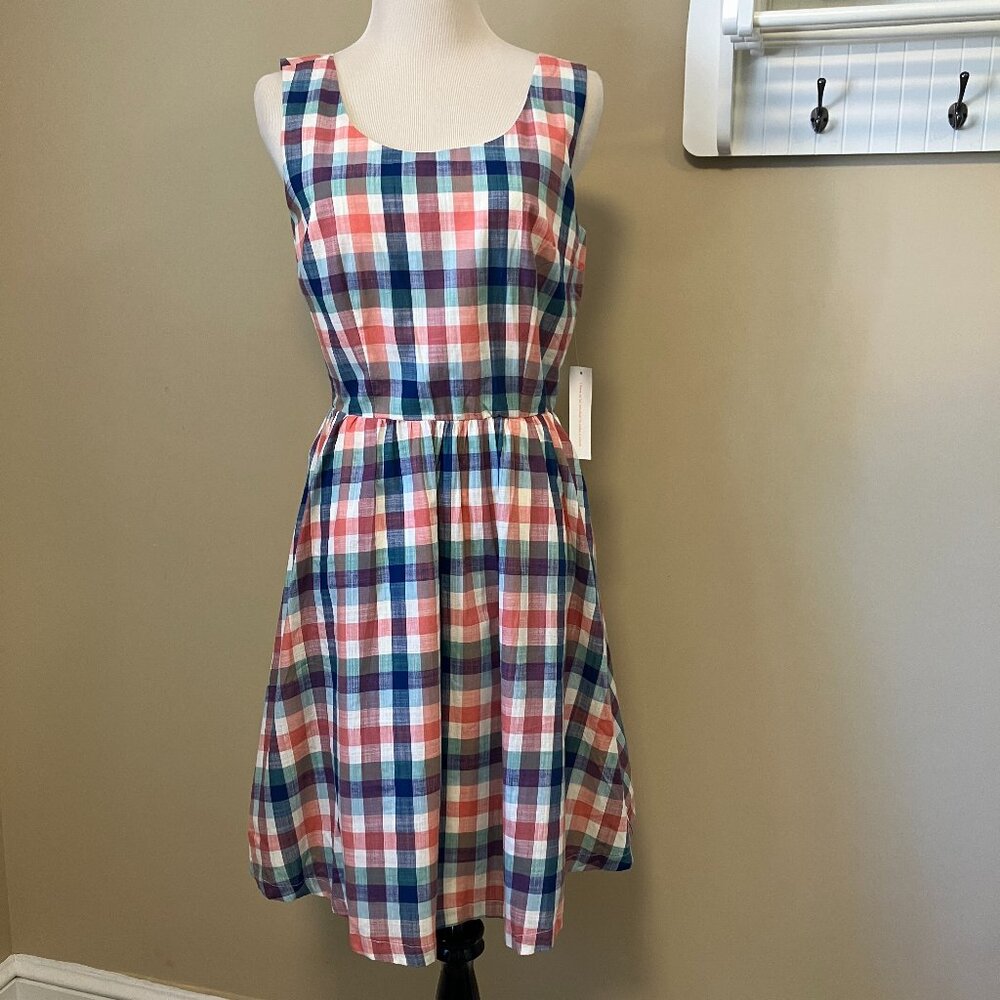 ModCloth Plaid Dress Optimistic Effect Sleeveless Cottage Spring Checkered 4 New